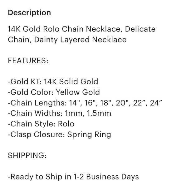 14K Gold Rolo Chain Necklace - Picture 2 of 4